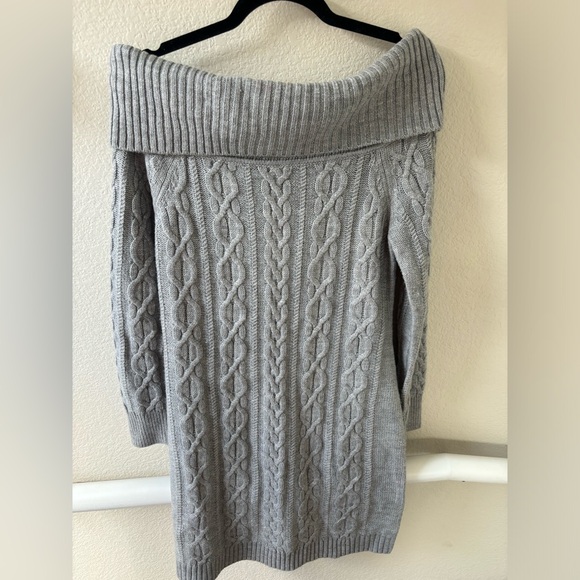 Eliza J Sweaters - Off the shoulder gray sweater dress size medium